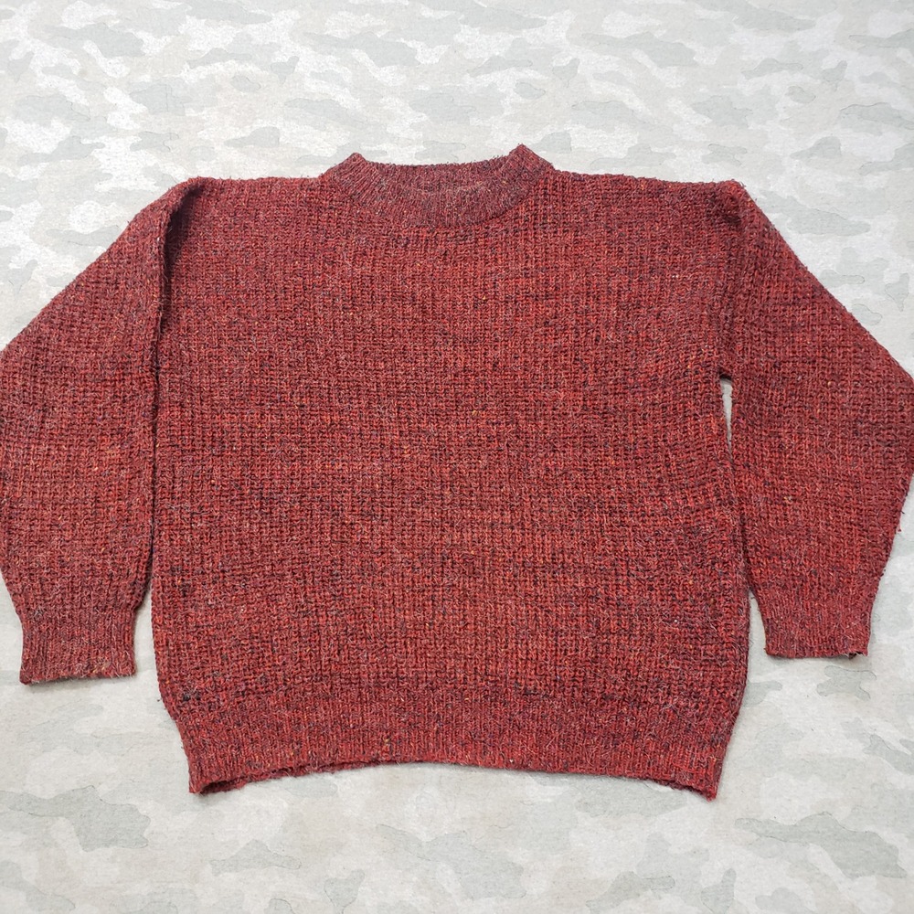 Vintage Willow Bay Sweater Mens Large Red Knit Pullover Crew Neck